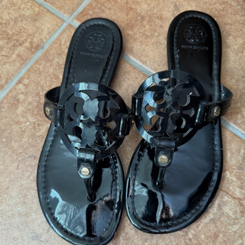 Tory Burch Glossy Black Sandals